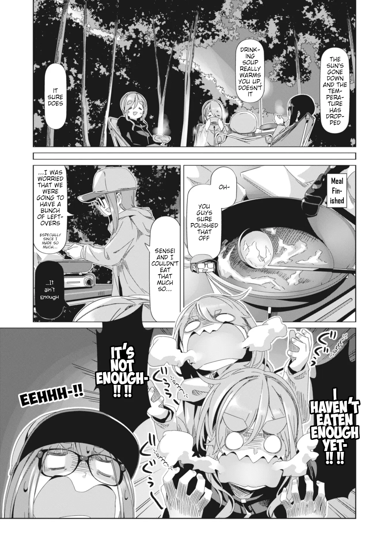 Yurucamp - Vol.15 Chapter 85: Empty Stomachs And Dinner At Karisaka