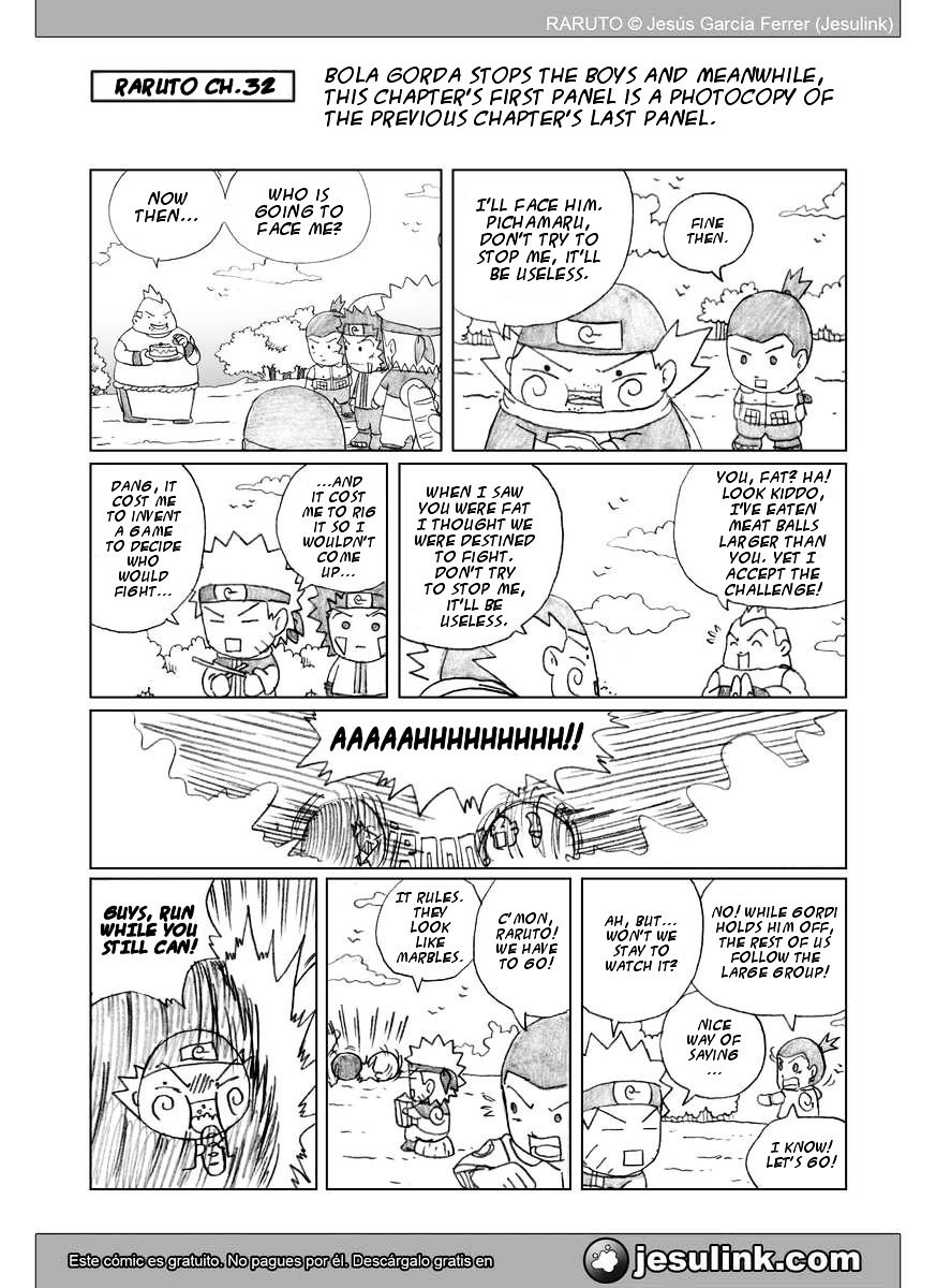 Raruto - Vol.5 Chapter 32-33 : Fatso Versus Fatso / Caught Up In The Web