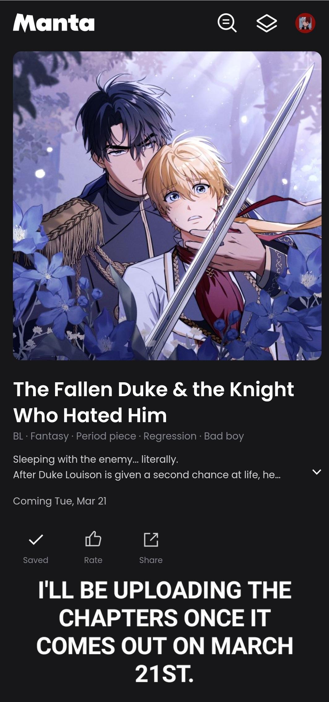 The Fallen Duke & The Knight Who Hated Him - Notice